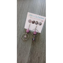 Fancy ceramic earrings half red moon