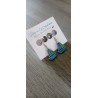 Fancy ceramic earrings pink purple heart