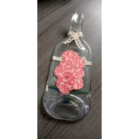 Pique purple white flowers for small pot, glass or glass. Craft creation in enamelled earthenware