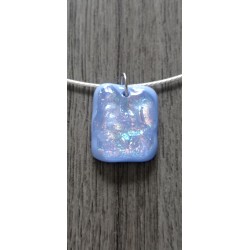 Light blue dichroic pendant with fusing glass reflection handmade vendée creation