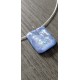 Light blue dichroic pendant with fusing glass reflection handmade vendée creation